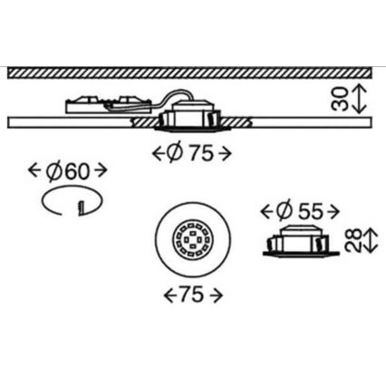 Briloner 7231-031- KOMPLEKT 3x LED Hämardatav süvistatav valgusti vannituppa LED/5,5W/230V IP44