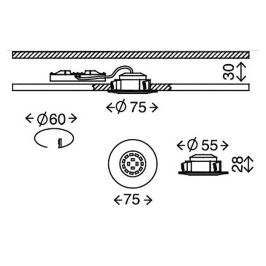 Briloner 7231-031- KOMPLEKT 3x LED Hämardatav süvistatav valgusti vannituppa LED/5,5W/230V IP44