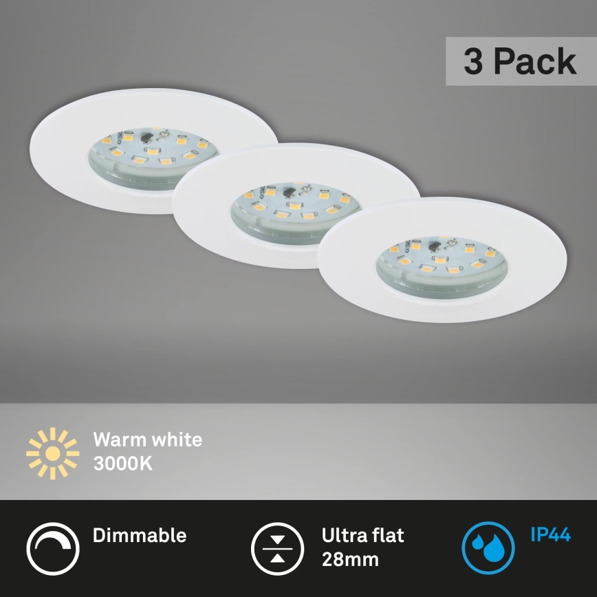 Briloner 7231-036 - KOMPLEKT 3x LED Hämardatav süvistatav valgusti vannituppa LED/5,5W/230V IP44