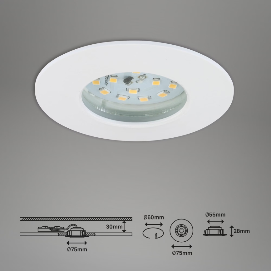 Briloner 7231-036 - KOMPLEKT 3x LED Hämardatav süvistatav valgusti vannituppa LED/5,5W/230V IP44