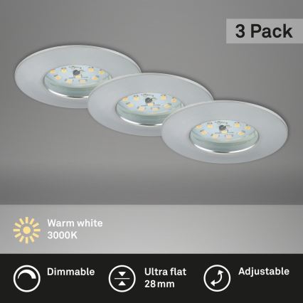 Briloner 7231-039 - Komplekt 3x LED hämardatav vannitoa süvistatav laevalgusti LED/5,5W/230V IP44 mattkroom