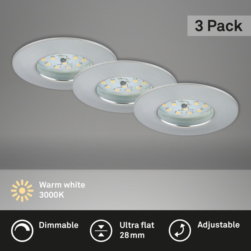 Briloner 7231-039 - Komplekt 3x LED hämardatav vannitoa süvistatav laevalgusti LED/5,5W/230V IP44 mattkroom
