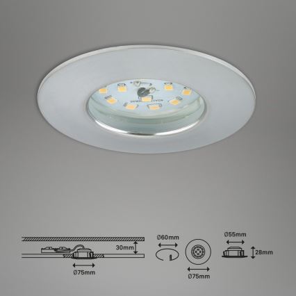 Briloner 7231-039 - Komplekt 3x LED hämardatav vannitoa süvistatav laevalgusti LED/5,5W/230V IP44 mattkroom
