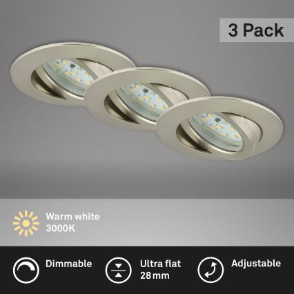 Briloner 7232-032 - Komplekt 3x hämardatavaid LED-vannitoa laevalgusteid ATTACH LED/5,5W/230V IP23