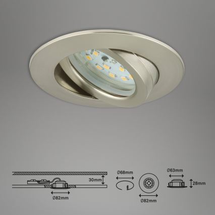 Briloner 7296-012 - LED Hämardatav süvistatav valgusti vannituppa ATTACH LED/6,5W/230V IP23 matt kroom