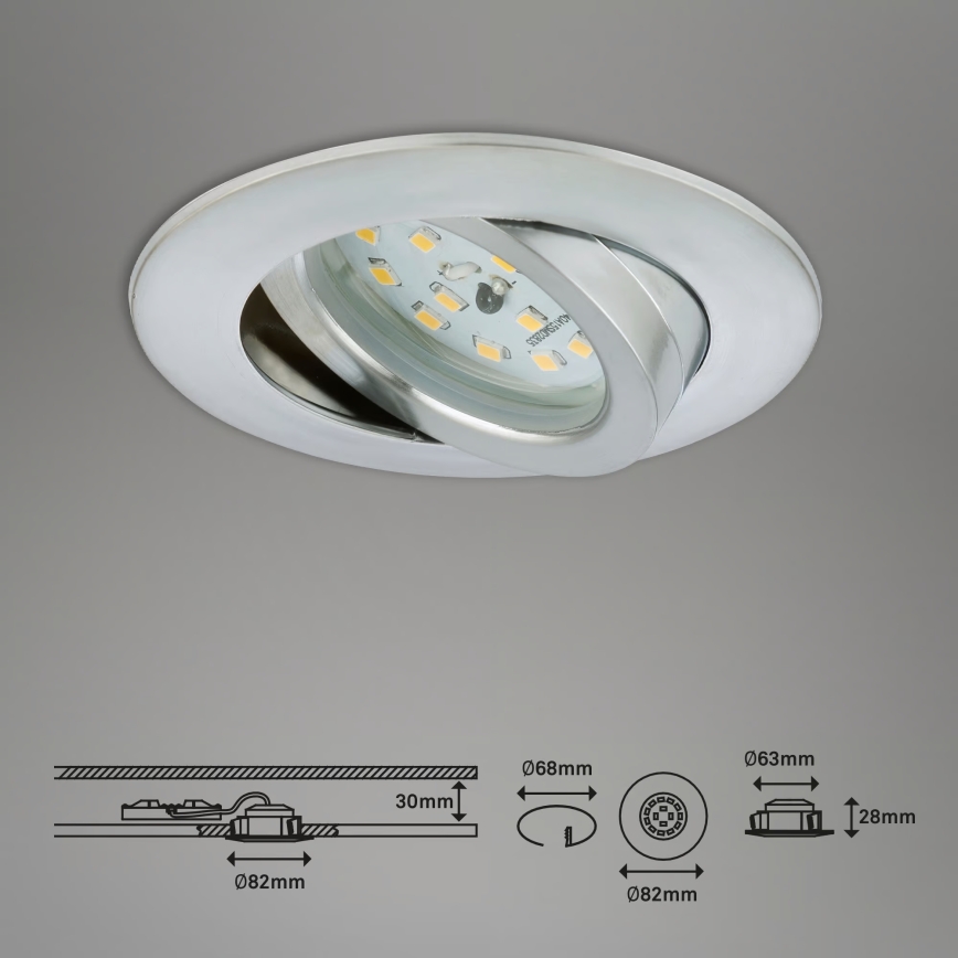 Briloner 7296-039 - komplekt 3× hämardatavat vannitoa süvistatavat laevalgustit, 1×LED/6,5W/230V, 3000K, IP23, mattkroom