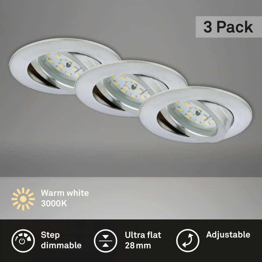 Briloner 7296-039 - Komplekt 3x LED-hämardatavaid vannitoa sissepandavaid laevalgusteid LED/6,5W/230V 3000K IP23 mattkroom