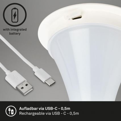Briloner 7420016 - LED Hämardatav laetav puutetundlik väli laualamp LED/4W/5V IP44 3000K valge