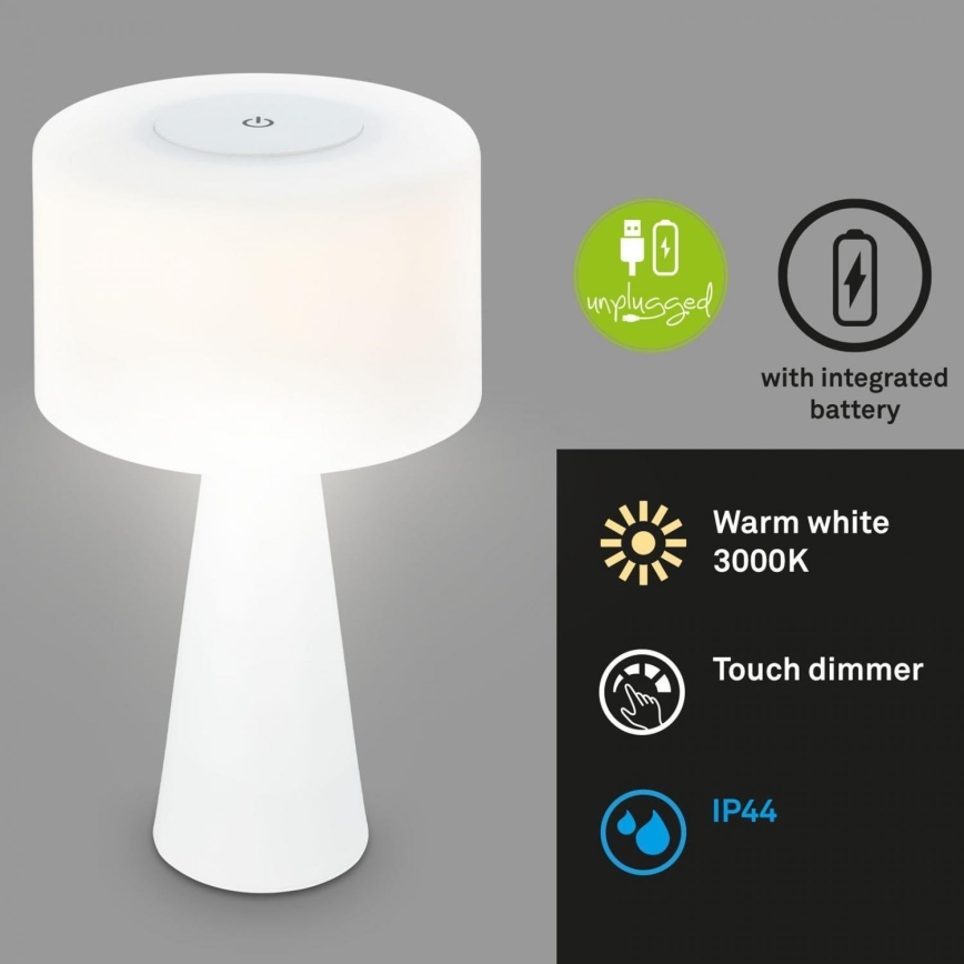 Briloner 7420016 - LED Hämardatav laetav puutetundlik väli laualamp LED/4W/5V IP44 3000K valge