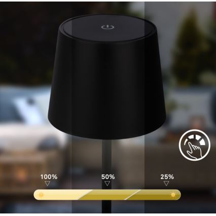 Briloner 7423015 - LED Hämardatav laetav väli laualamp LED/2,6W/5V IP44 2000 mAh must