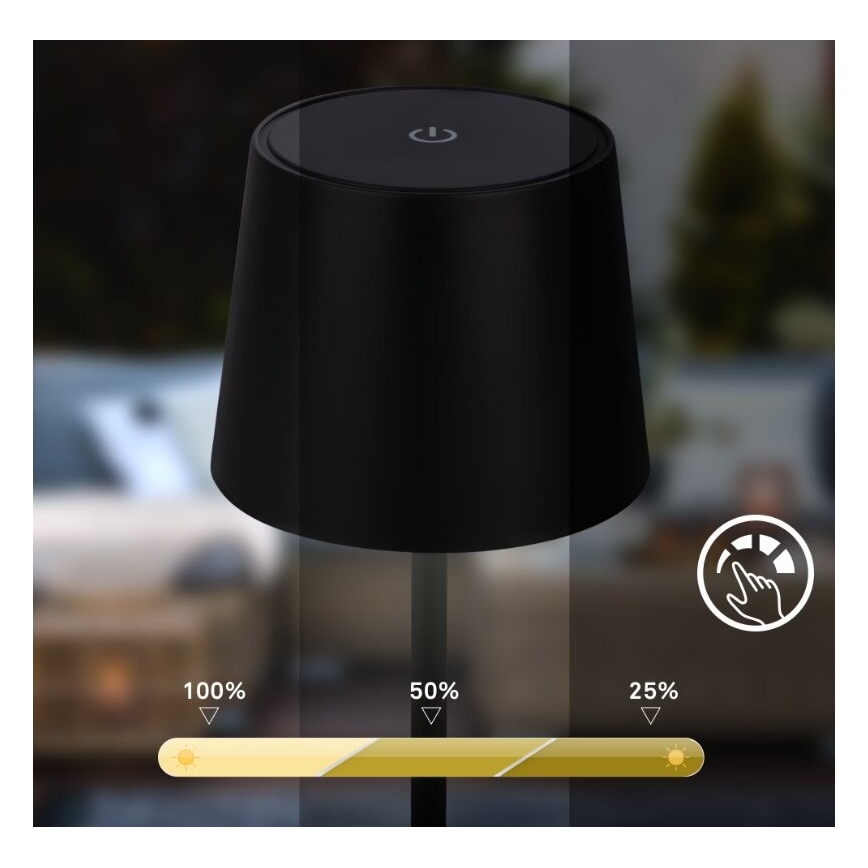 Briloner 7423015 - LED Hämardatav laetav väli laualamp LED/2,6W/5V IP44 2000 mAh must