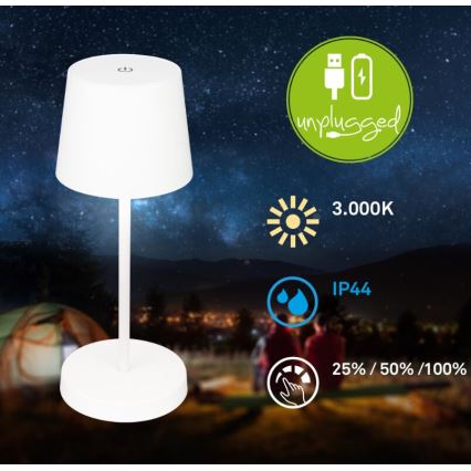 Briloner 7423016 - LED Hämardatav laetav väli laualamp LED/2,6W/5V 2000mAh IP44 valge