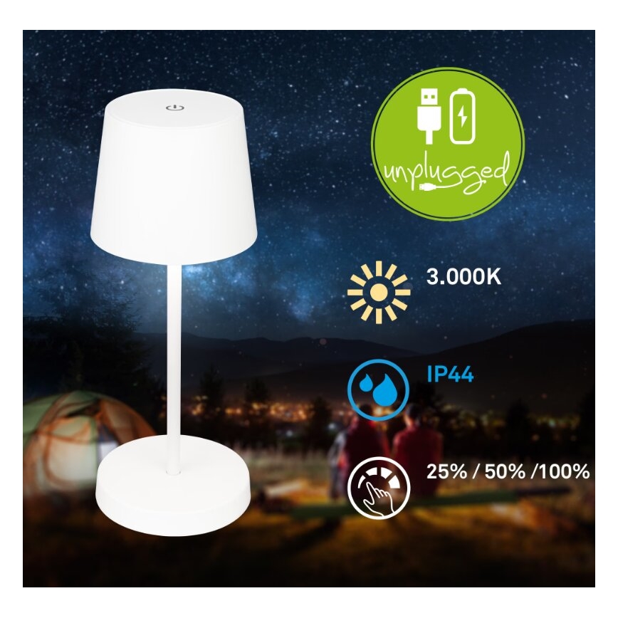 Briloner 7423016 - LED Hämardatav laetav väli laualamp LED/2,6W/5V 2000mAh IP44 valge