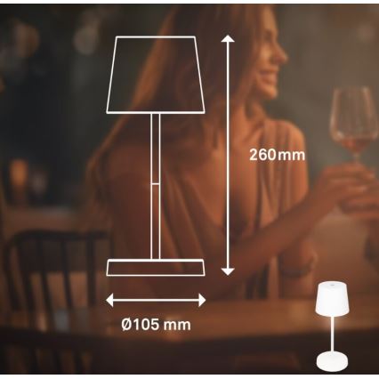 Briloner 7423016 - LED Hämardatav laetav väli laualamp LED/2,6W/5V 2000mAh IP44 valge