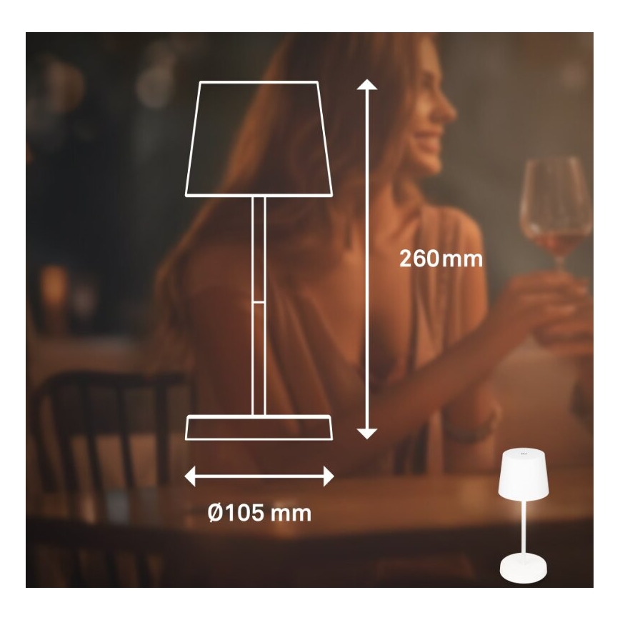Briloner 7423016 - LED Hämardatav laetav väli laualamp LED/2,6W/5V 2000mAh IP44 valge