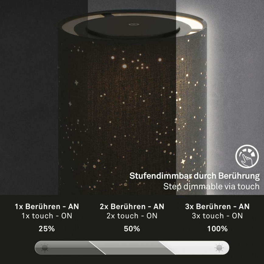 Briloner 7449-015 - LED Hämardatav väli puutetundlik lamp STARRY SKY LED/3W/5V IP44 must