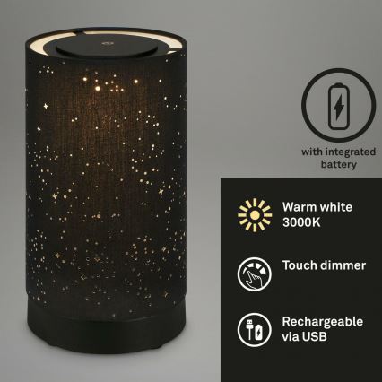 Briloner 7449-015 - LED Hämardatav väli puutetundlik lamp STARRY SKY LED/3W/5V IP44 must