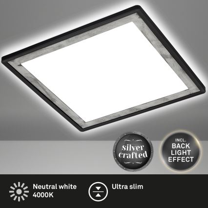 Briloner 7457-414 - SLIM LED laelamp, 18 W/230 V, 4000 K, 29x29 cm, must