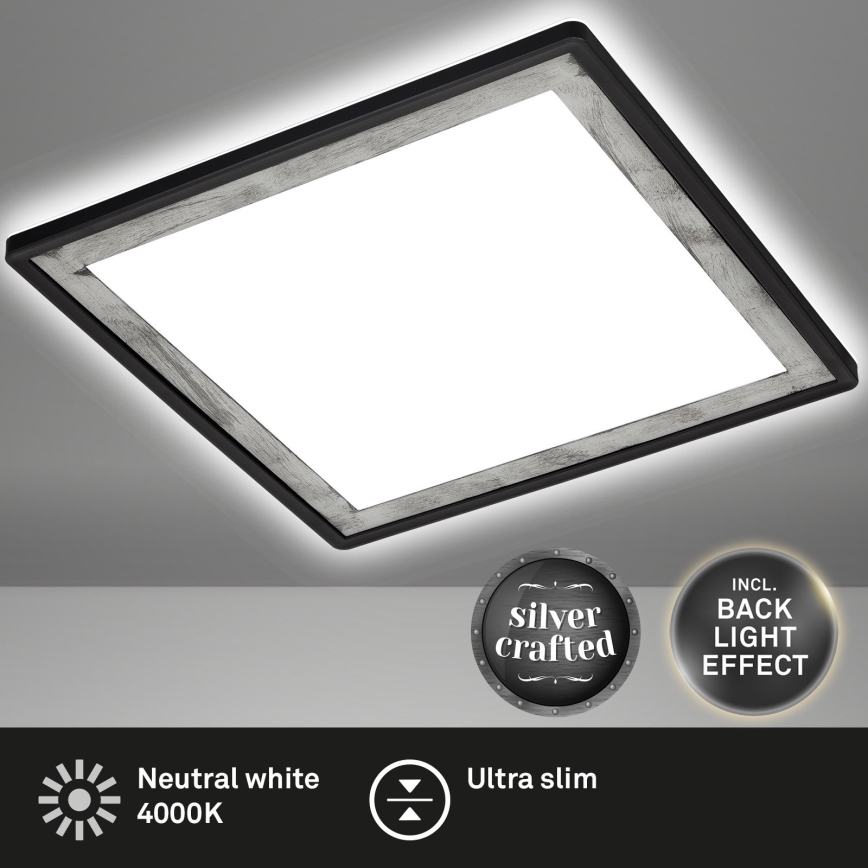 Briloner 7457-414 - SLIM LED laelamp, 18 W/230 V, 4000 K, 29x29 cm, must