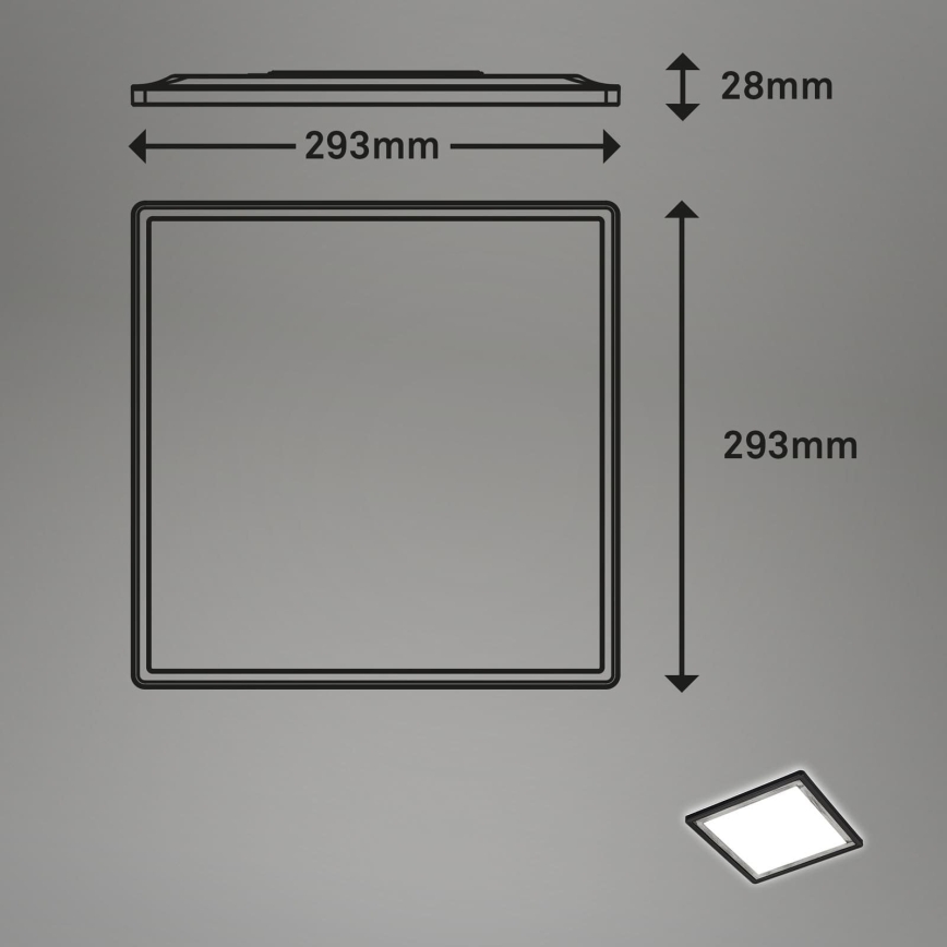 Briloner 7457-414 - SLIM LED laelamp, 18 W/230 V, 4000 K, 29x29 cm, must