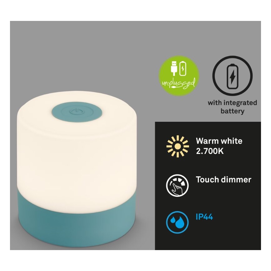 Briloner 7461010 - LED Hämardatav laetav väli laualamp LED/2W/5V IP44 1200 mAh sinine