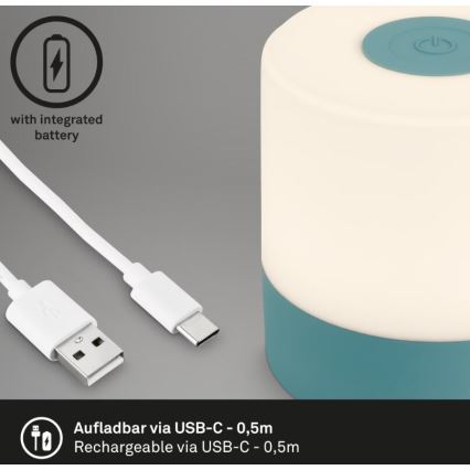 Briloner 7461010 - LED Hämardatav laetav väli laualamp LED/2W/5V IP44 1200 mAh sinine