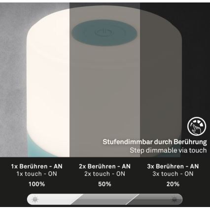 Briloner 7461010 - LED Hämardatav laetav väli laualamp LED/2W/5V IP44 1200 mAh sinine