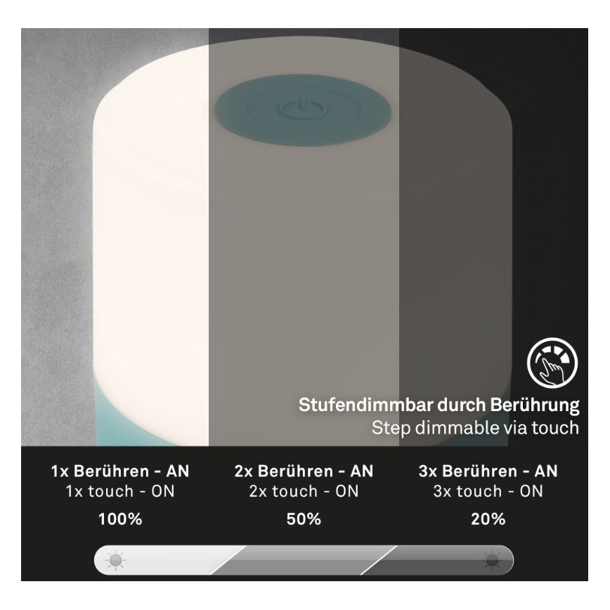 Briloner 7461010 - LED Hämardatav laetav väli laualamp LED/2W/5V IP44 1200 mAh sinine