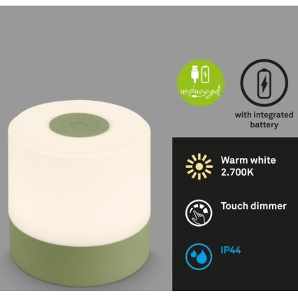 Briloner 7461019 - LED Hämardatav laetav väli laualamp LED/2W/5V IP44 1200 mAh roheline