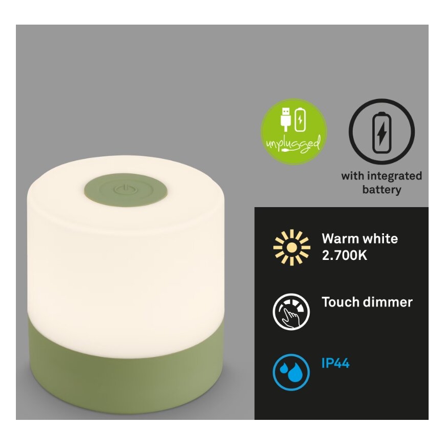 Briloner 7461019 - LED Hämardatav laetav väli laualamp LED/2W/5V IP44 1200 mAh roheline