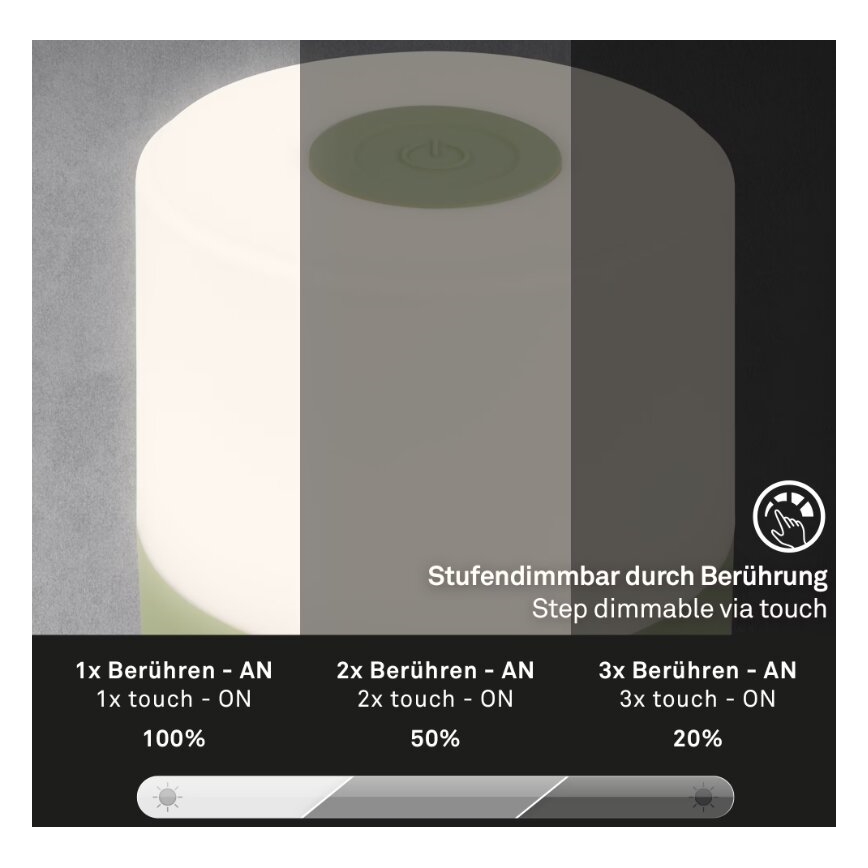 Briloner 7461019 - LED Hämardatav laetav väli laualamp LED/2W/5V IP44 1200 mAh roheline