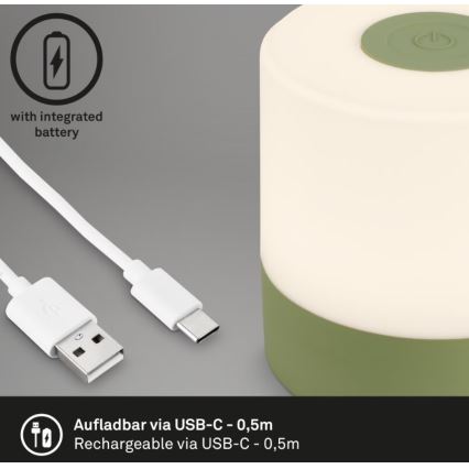 Briloner 7461019 - LED Hämardatav laetav väli laualamp LED/2W/5V IP44 1200 mAh roheline