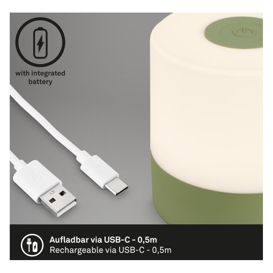 Briloner 7461019 - LED Hämardatav laetav väli laualamp LED/2W/5V IP44 1200 mAh roheline