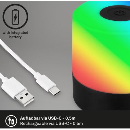 Briloner 7462015 - LED RGB Laetav väli laualamp LED/1,5W/5V IP44 must