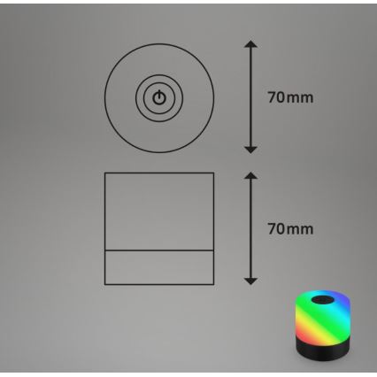 Briloner 7462015 - LED RGB Laetav väli laualamp LED/1,5W/5V IP44 must