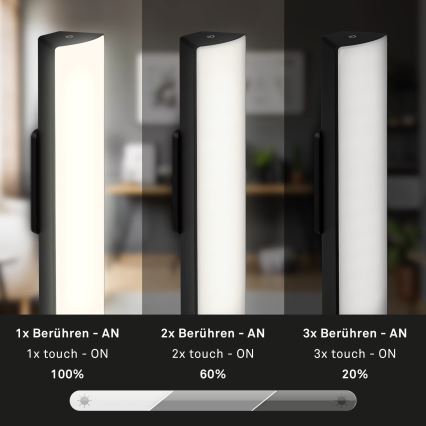 Briloner 7474-015 - LED reguleeritav puutetundlik laualamp välitingimustesse, laetav 2-ühes LED/7W/5V 2x2200 mAh USB 3000K IP44 must