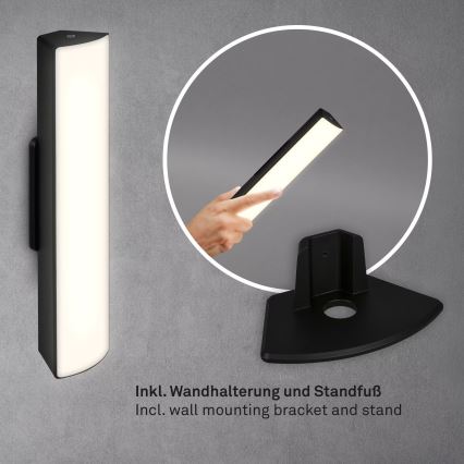 Briloner 7474-015 - LED reguleeritav puutetundlik laualamp välitingimustesse, laetav 2-ühes LED/7W/5V 2x2200 mAh USB 3000K IP44 must