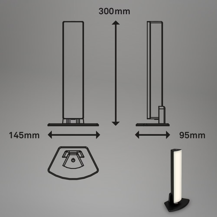 Briloner 7474-015 - LED reguleeritav puutetundlik laualamp välitingimustesse, laetav 2-ühes LED/7W/5V 2x2200 mAh USB 3000K IP44 must