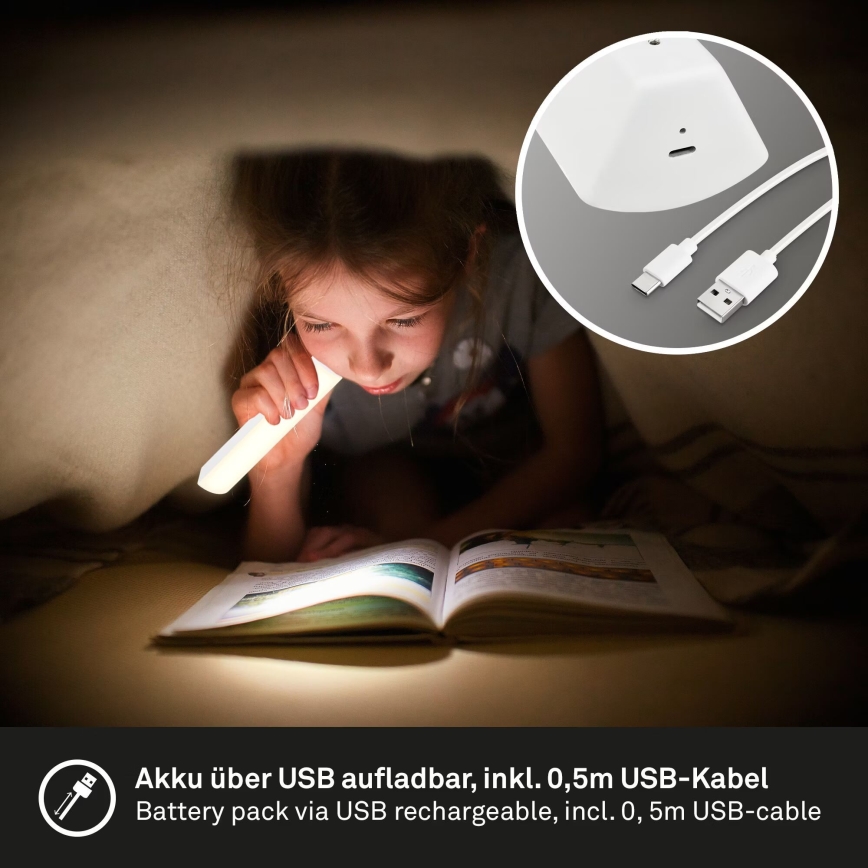Briloner 7474-016 - LED Hämardatav puutetundlik laetav väli laualamp 2in1 LED/7W/5V 2x2200 mAh USB 3000K IP44 valge