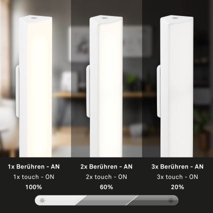 Briloner 7474-016 - LED Hämardatav puutetundlik laetav väli laualamp 2in1 LED/7W/5V 2x2200 mAh USB 3000K IP44 valge