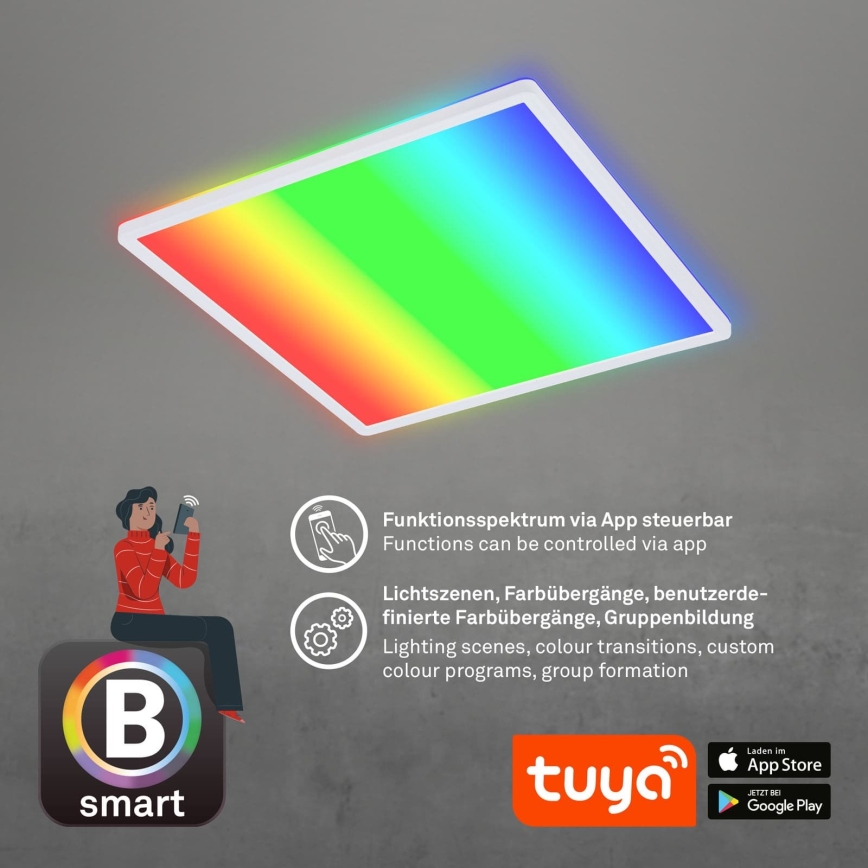 Briloner 7491-016 - LED RGBW hämardatav laelamp SMART LED/22W/230V 4000K 42x42 cm Wi-Fi Tuya + kaugjuhtimispult