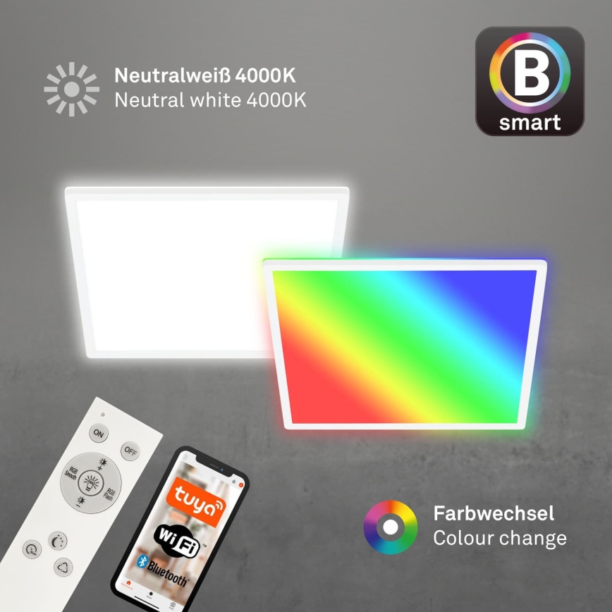Briloner 7491-016 - LED RGBW hämardatav laelamp SMART LED/22W/230V 4000K 42x42 cm Wi-Fi Tuya + kaugjuhtimispult