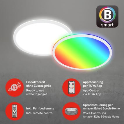 Briloner 7494016 - LED RGBW hämardatav nutikas laelamp LED/22W/230V 4000K läbimõõt 42 cm Wi‑Fi Tuya + kaugjuhtimispult