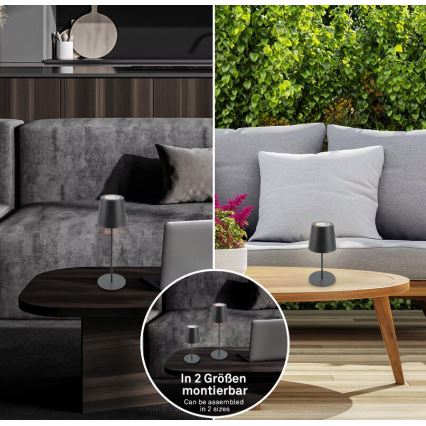 Briloner 7507015 - LED RGB hämardatav laetav välistingimustes laualamp 2-ühes LED/2,5W/5V IP44 1200 mAh antratsiit