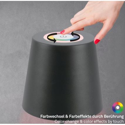 Briloner 7507015 - LED RGB hämardatav laetav välistingimustes laualamp 2-ühes LED/2,5W/5V IP44 1200 mAh antratsiit