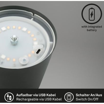 Briloner 7507015 - LED RGB Hämardatav laetav väli laualamp 2in1 LED/2,5W/5V IP44 antratsiit
