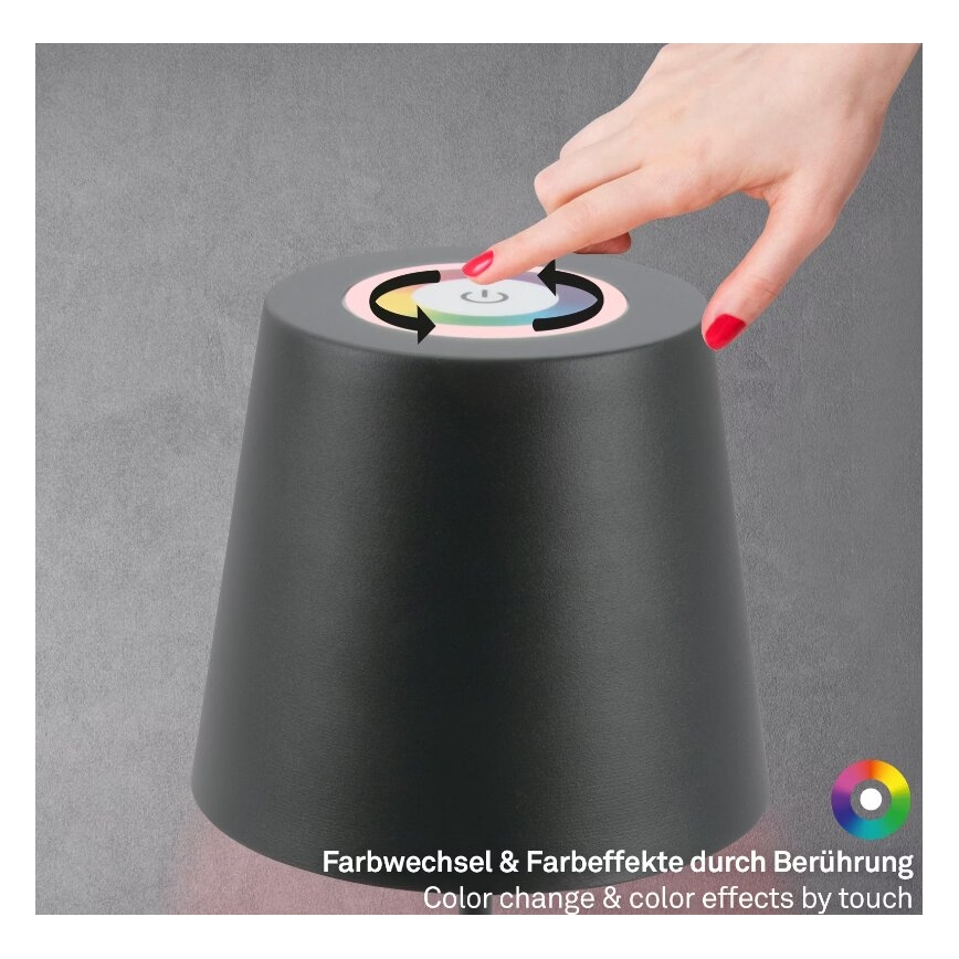Briloner 7507015 - LED RGB Hämardatav laetav väli laualamp 2in1 LED/2,5W/5V IP44 antratsiit