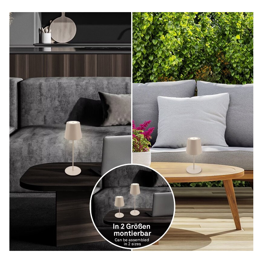 Briloner 7508011 - LED hämardatav laetav väliskasutuseks mõeldud laualamp 2-ühes LED/2,5W/5V IP44 1200 mAh beež