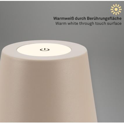 Briloner 7508011 - LED hämardatav laetav väliskasutuseks mõeldud laualamp 2-ühes LED/2,5W/5V IP44 1200 mAh beež