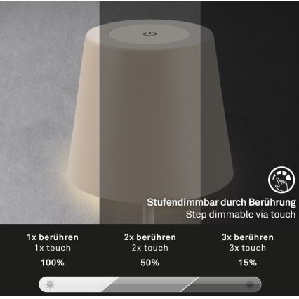 Briloner 7508011 - LED Hämardatav laetav väli laualamp 2in1 LED/2,5W/5V IP44 beež